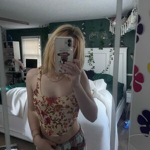 Corset top with floral pattern